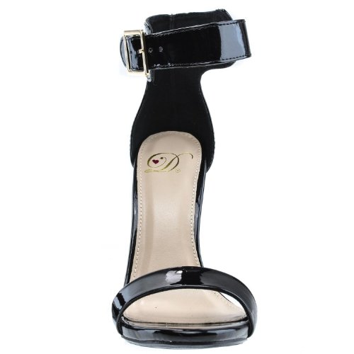Classy Open Toe Ankle Strap Stiletto Heel Dress Sandal, Black Patent, 7 #TOP1