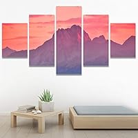 SIGNWIN 5 Panel Canvas Wall Art Modern Art Coastal Colorful Multicolor Photography Romantics Sunset for Home Decorations Ready to Hang - 60