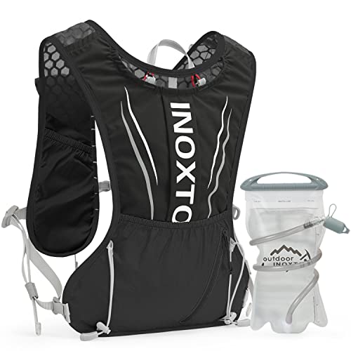 IX INOXTO Running Hydration Vest for Men & Women - 3L Water Backpack for Trail Running, Marathon, Race & Hiking (Black-White)