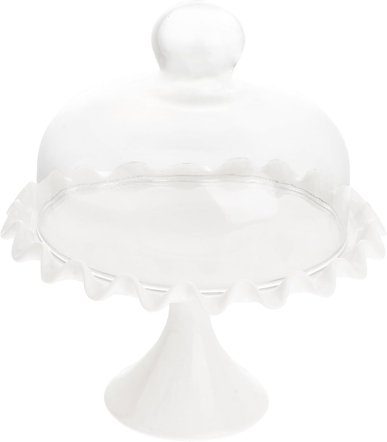VICASKY Glass Lid Cake Plate with Food Cover Dome, Lead-free Glass Pastry Display Tray for Dust Protection and Food Preservation, Suitable for Dessert Serving and Home Kitchen Use