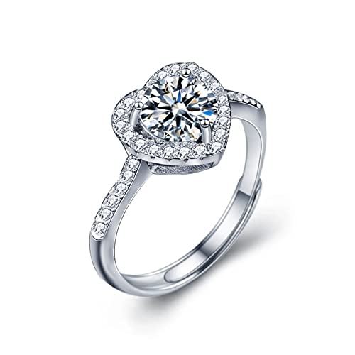 Bague réglable moissanite argent véritable mariage femme chic