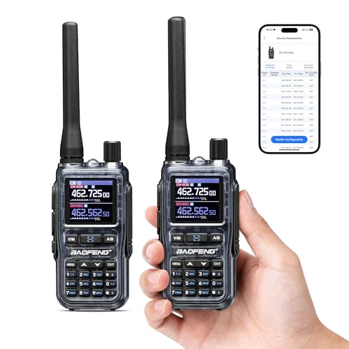 Image of [Chirp Compatible] Baofeng UV-5G Mini GMRS Handheld Radio with BT App Programming, Long Range Walkie Talkie GMRS Repeater Capable, with 8-Band Receiver, 999 Channels, for Off-Road, 2 Pack, Quartz