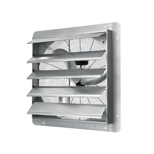 SierraSquad 24 Inch Wall Mounted Shutter Exhaust Fan 3500 CFM 1500 RPM High Velocity Low Noise Automatic Aluminum Ventilation Fan for Greenhouse Attic Shop Shed & Commercial Use