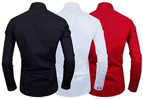 Image of Zombom Men's Combo Regular Fit Cotton Blend Full Sleeve Casual Shirts Pack of 3
