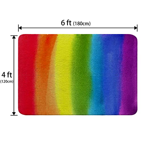 Ormis Watercolor Rainbow Area Rug Ultra Soft Faux Wool Throw Rugs Non-Slip Area Rugs Floor Carpet Cover For Living Room Bedrooms Decor 4' X 6' #TOP1