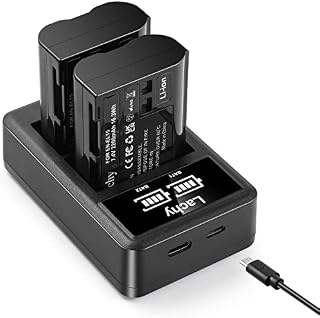 Lachy 2-Pack EN-EL15 Battery Pack 2200mAh and Dual Battery Charger 2200mAh for Nikon Z7, D780, D850, D7500, 1 V1, D500, D600, D610, D750, D800, D800E, D810, D810A, D7000, D7100, D7200 Cameras