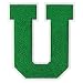 1 PC 6.0" Fresh Green Chenille Letter Patch with White Border Nature-Inspired Iron On Letters for Varsity Jackets & Outdoor Gear Large Alphabet Patches for Sports & DIY Fashion (U)