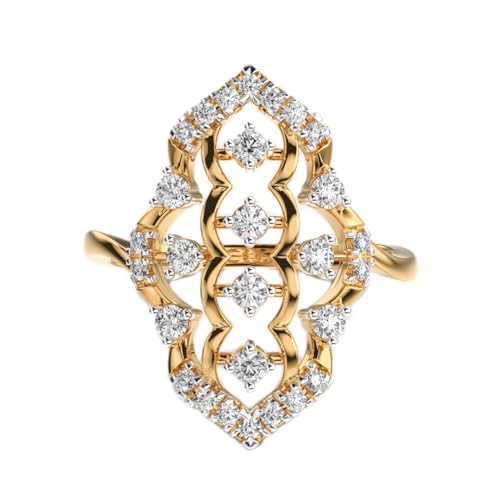 Bague moissanite fait main en argent 925 plaqué or bague cocktail ronde