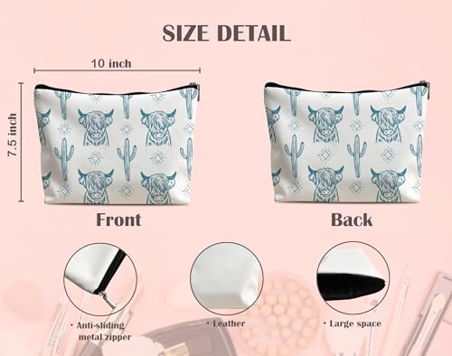 Image of Western Makeup Bag,Western Gifts For Women,Cow Makeup Bag,Cowgirl Stuff,Western Stuff For Women,Western Gifts,Cowgirl Gifts(Leather COW M)