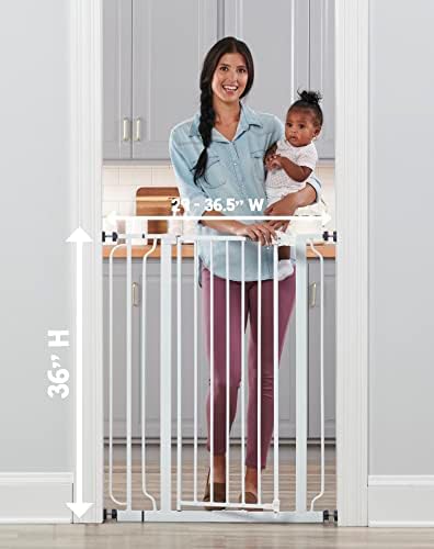 Regalo Easy Step 36" Extra Tall Walk Thru Baby Gate, Includes 4-Inch Extension Kit, 4 Pack of Pressure Mount Kit and 4 Pack Wall Cups and Mounting Kit, Pack of 1