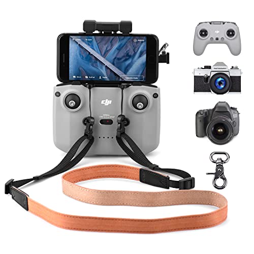 HeiyRC Lanyard for DJI Mini 2/Air 2S/Mavic 3/Air 2 Controller Anti-fall Neck Strap DSLR Camera Sling Rope Binoculars Strap (Brown Denim & Leather)