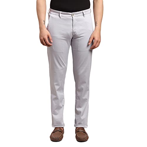 Image of Parx Men's Cotton Blend Print Pattern Low Rise Tapered Fit Flat Front Casual Trouser