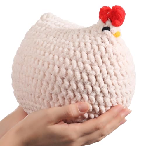 Outus 8.6 Inches Extra Large Crochet Chicken Plush Handmade Yarn