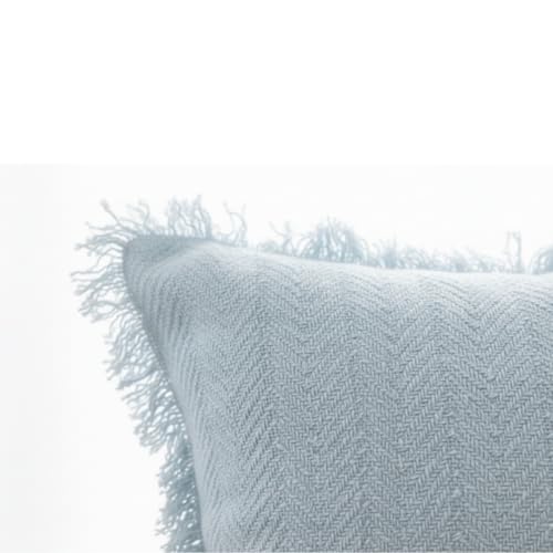 Image of Light Blue Cushion Covers - 16x16 Inch | Set of 2 | Hand-Woven Fringed Cotton Decorative Covers for Sofa, Living Room & Bedroom Decor | Square Shape Cushion Cases