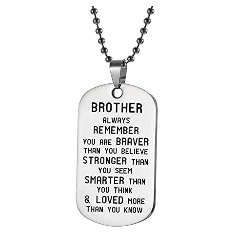 ShiQiao Spl Brother Birthday Gifts for Boys Christmas Gifts for Brother, You are Braver Than You Think Necklace for Men Cover