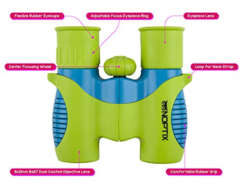 image for Noptix Binoculars for Kids, Girls or Boys Real Kids Binoculars in Vibr
