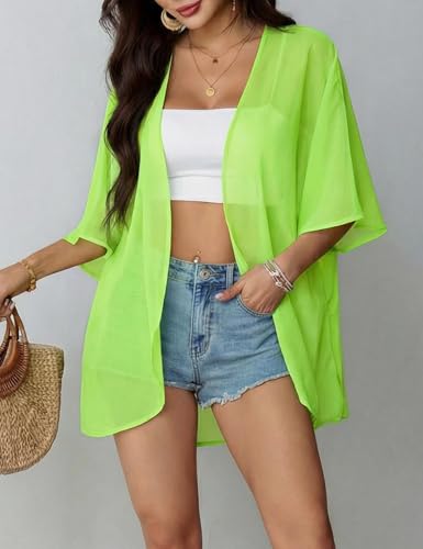Image of Chunoy Women Floral Beach Wear Cover Up Chiffon Kimono Cardigan Open Front Blouse Beach Resort Wear for Swimwear 2026