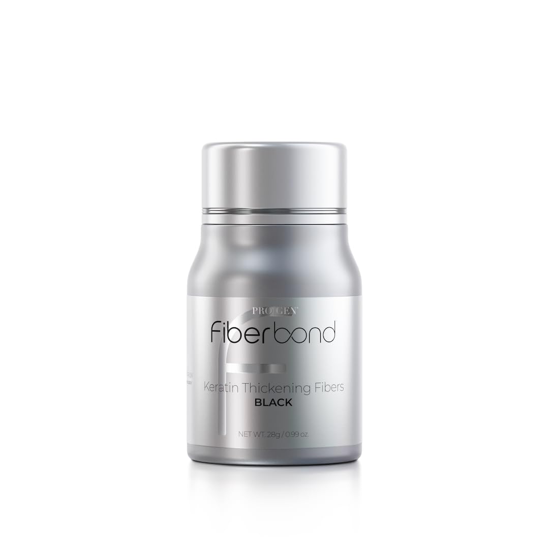 Progen Fiberbond Hair Thickening Fibers, Instantly Conceal & Thicken Thinning or Balding Hair Areas, For Men and Women. (28G, Medium Brown)