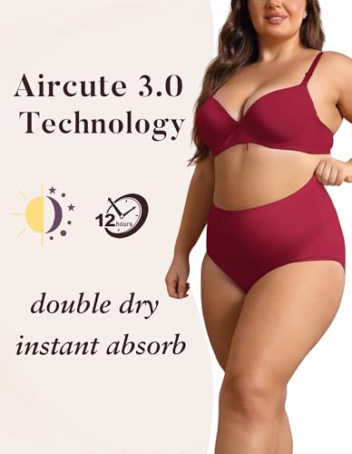 Image of AIRCUTE Washable Urinary Incontinence Protective Underwear for Women Leak Proof Absorbent Reusable Panties 60ML 1 Pack (Rose Red, X-Large)