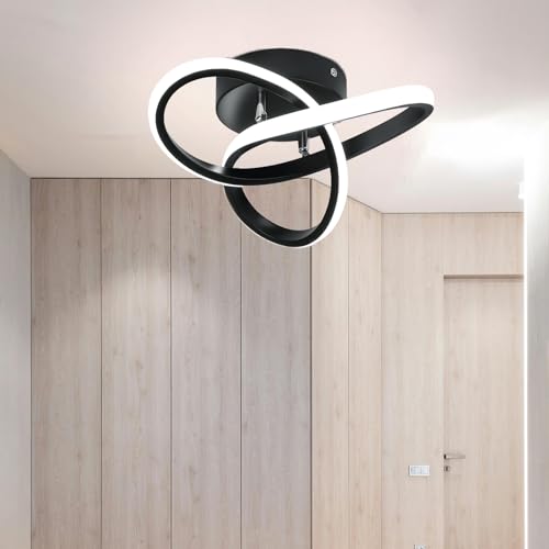 JOYINLED Plafonnier LED 22 W 2500 lm Noir naturel 3000 K-6500 K Lampe de cuisine moderne en aluminium Lampe de chambre à coucher Blanc pour couloir, cuisine, balcon, studio, diamètre 24 cm