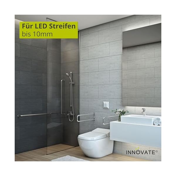 INNOVATE LED Fliesenprofil Alu Profil 2 Meter inkl. Abdeckung - Fliesen - Aluminium für LED Streifen bis 12mm Breite - 2000mm Länge – Bild 5