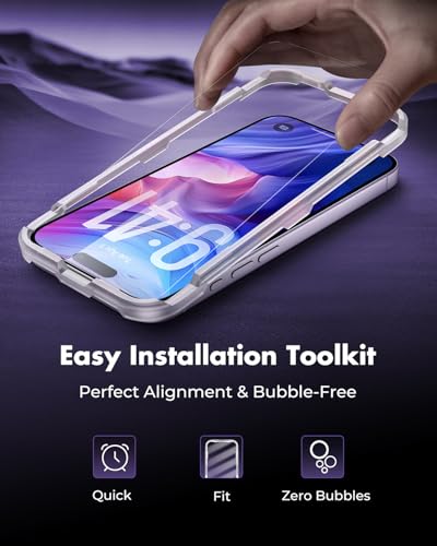 Image of UNBREAKcable 2-Pack Screen Protector for iPhone 17 Tempered Glass | Military Grade Shatterproof, 9H+ Hardness, 99.99% HD Clear, Bubble-Free, Easy Installation Frame, for iPhone 17
