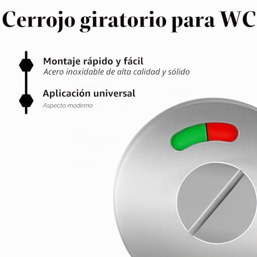 Miniatura 3 de Cerradura Indicadora De Giro Y Liberación Para Puerta De Inodoro De Baño, Acero Inoxidable, Indicador De Privacidad, Cerradura De Puerta Para Inodoro, Baño, Color Plateado