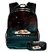 Mochila escolar con estuche de lápices Mochila ajustable de gran capacidad para la escuela, patrón de cohetes de nave espacial del universo, Multicolor2