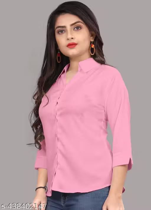 Image of Women's Cotton Blend Solid Shirt - Stylish Collar Neck-Purple-G1 P7