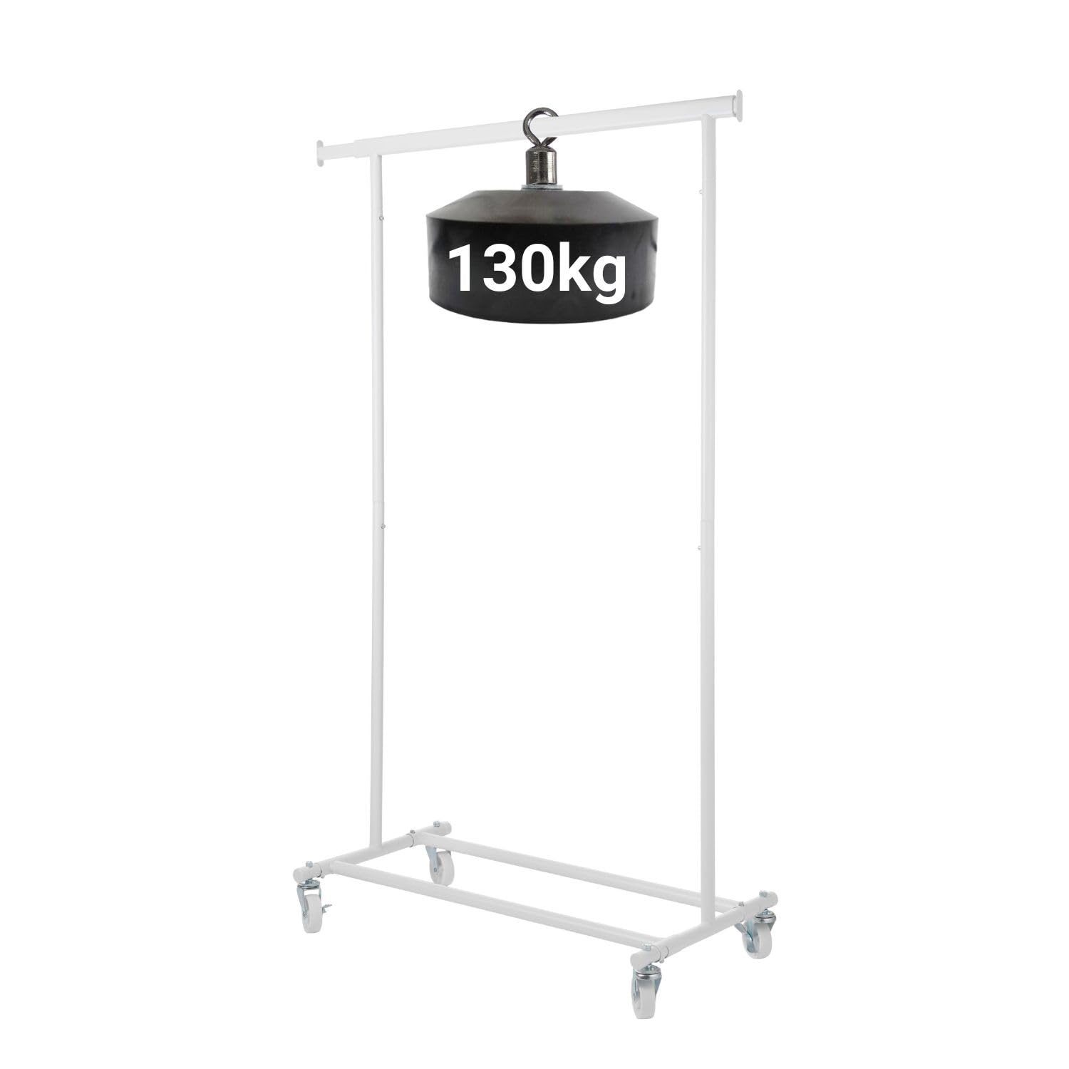 OGIVO metalowy wieszak - stojak na ubrania na kółkach - obciążenie do 130 kg – garderoba - stojak na ubrania solidny mocny #1 BIAŁY