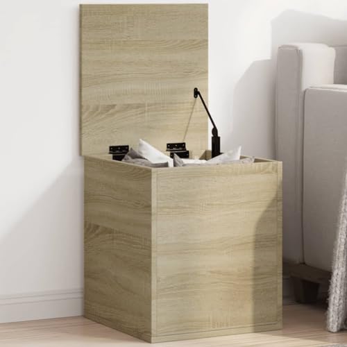 LAPOOH Caja de almacenaje Madera ingeniería Roble Sonoma 40x42x46 cm, Baul Juguetes, Baul Almacenaje Dormitorio, Mueble Tipo Baul, Baul con Asiento, Mueble Almacenaje - 840648