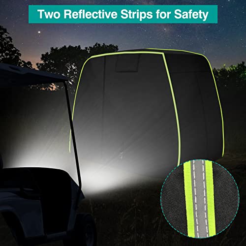 Ilskw Waterproof Golf Cart Cover Universal Fits For Most 4 Passenger Or 2 Passenger Ezgo, Club Car, Yamaha Golf Cart-Black #TOP4
