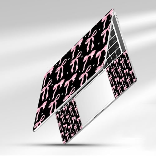 Cute 12 12.1 13 13.3 14 15 15.4 15.6 in Skin Laptop Sticker Decal, Netbook Skins for Notebook PC, Universal Vinyl Laptop Decor Cover for Women Girl, Waterproof Art Protector I Black Pink Bow - Thumbnail 3