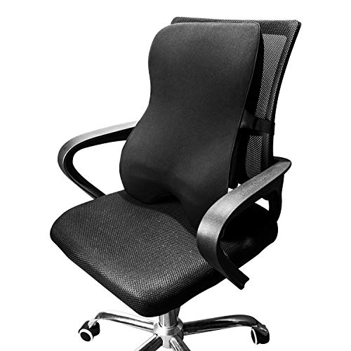 Dreamer Car Comfortable Memory Foam Full Back Cushion Back Support for Office Chair, Chair Cushion with Ventilated Cover Balanced Softness Designed to Relieve Sciatica Pain，Black