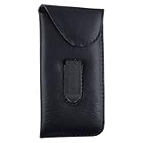 Eyeglass Pouch with Belt Clip, Protective Glasses Holder, PVC Slip-in Eyewear Sleeve with Velcro Closure - Black - by Optiplix