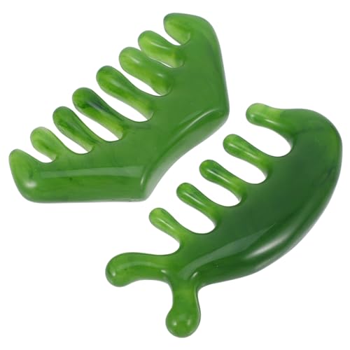 GOOHOCHY 2pcs Massager Wide Tooth Comb Relaxation Comb Hair Massage Scalp Scrubber Portable Head Massage Comb Massage Accessory Scalp Caring Comb Wide Scalp Comb Hair Comb Light Green Jade