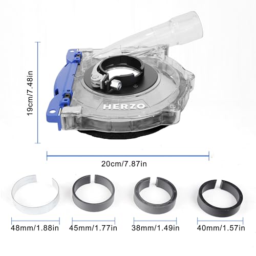 Image of HERZO Dust Shroud for 5 inch and 4-1 /2 inch Angle Grinder, Universal Surface Grinding Shroud,Transparent Polycarbonate