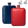 2 Draagbare Paar Heupflessen, 6-Ounce Pocket Wijnflessen, Roestvrij Staal, Met 2 Trechters En Geschenkdozen, Voor Bars En Buiten, Valentijnsdag Kerstcadeaus, Zwart Blauw Rood,C