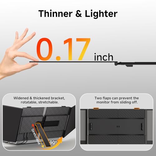 Image of BOSII Laptop Screen Extender Monitor - Triple 14 inch Ultra Thin IPS FHD 1080P Portable Monitors for 13.3 inch-17 inch Laptops Compatible with Windows Mac Travel Work