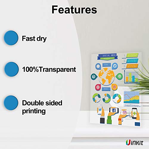 image for Uinkit 100 Sheets Laser Transparency Film 8.5x11 Color Transparent Pap