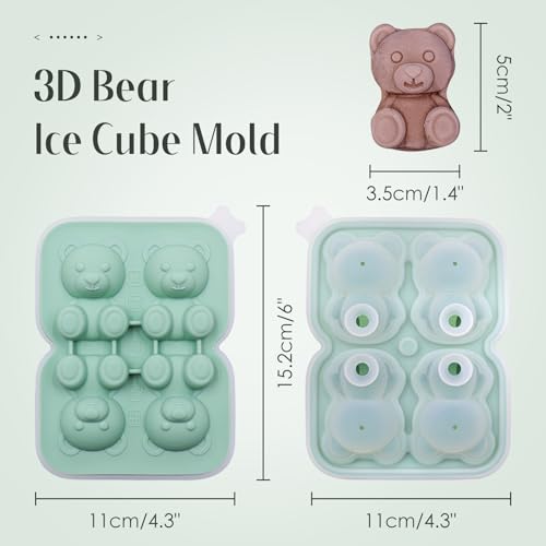 2 Pack Moldes de Hielo de Silicona en Formas 3D Animal miniatura 2