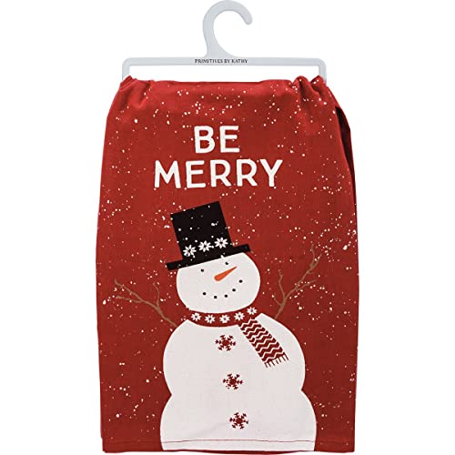 Primitives-by-Kathy-Decorative-Kitchen-Towel-Be-Merry-Adorably-Classic-Snowman-Theme Primitives by Kathy Decorative Kitchen Towel Be Merry Adorably Classic Snowman Theme