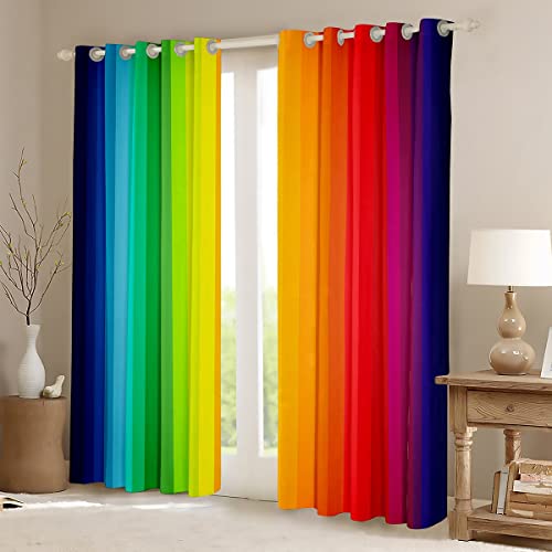 Rideau multicolore à rayures verticales et design abstrait pour ado