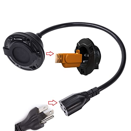 Image of RV Shore Power Inlet Charger Plug 15 Amp AC Port Plug 125 Volt Power Inlet Socket and Waterproof RV Electrical Outlet Receptacle Box Integrated Outdoor Extension Cord for Trailer Plug.