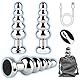 AMAZBEE Anal Plugs Analvibratoren für Mann 10 Vibrationsmodi Frauen-Sexs Spielzeug mit Drahtloser Fernbedienung Prostata Massagegerät Vibrator Analkette aus Metall Dildo Vibrator (5 Beads)