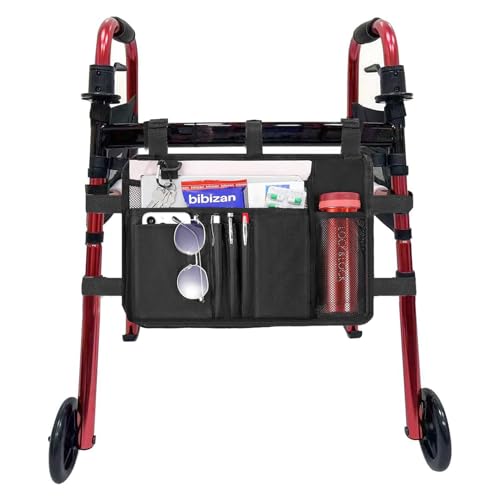 Walker Bag，Basket with Cup Holder Suit for Adult Folding Walkers Rollator Organizer Carry Storage Pouch Water-Resistant Armrest Accessories for Seniors, Elderly, Handicap