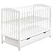 Cuna Bebe con Cajón - Cuna Bebe Madera con Barandillas de Protección - 60x120cm - Regulable en Altura - Cuna para Bebe Convertible en Cama Infantil - Cuna de Bebe para Niñas y Niños Blanco