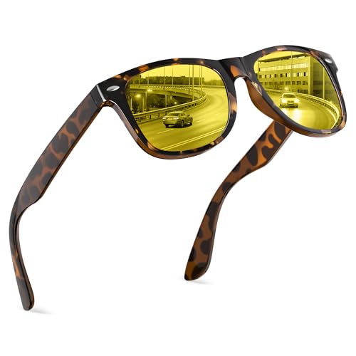 Image of FEIDUSUN Night Vision Driving Glasses for Men Women, Anti Glare Polarized Nighttime Glasses Yellow Lens