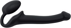 Dildo clásico sin vibración – doble estimulación para parejas – silicona de calidad con forma ergonómica – sin correas – uso sin manos y memoria de forma adaptable – Strap-On-Me (Negro, S)