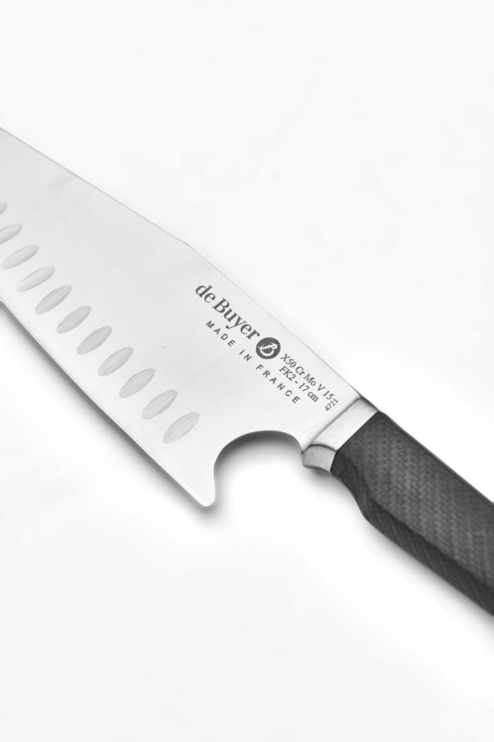 De Buyer - Couteau de Chef asiatique FK2 en acier inoxydable - Longueur 17 cm -, Noir